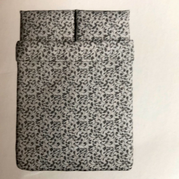 IKEA Bedding Queen Double Graywhite Floral And Geometric Duvet Set